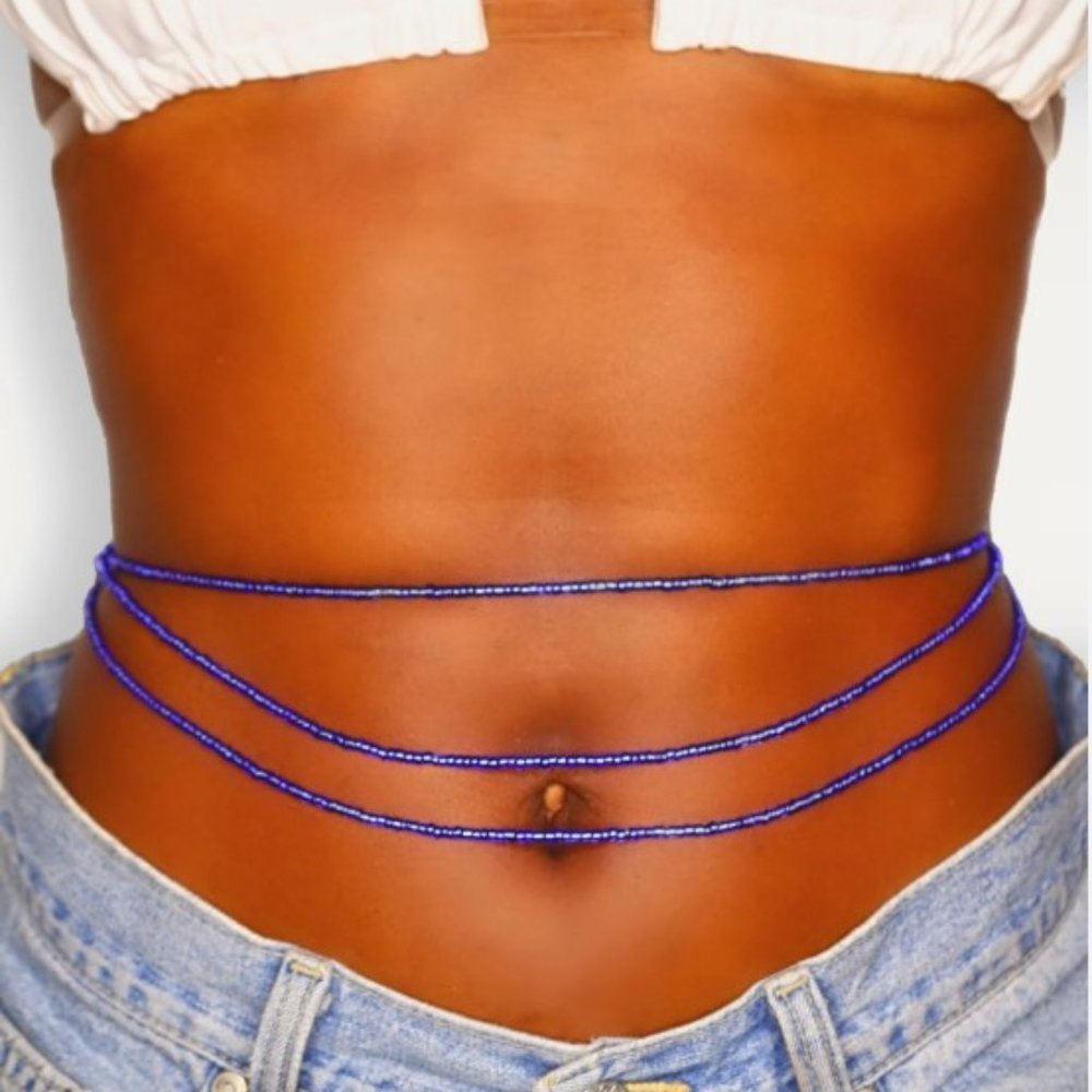Blue waist beads 33"